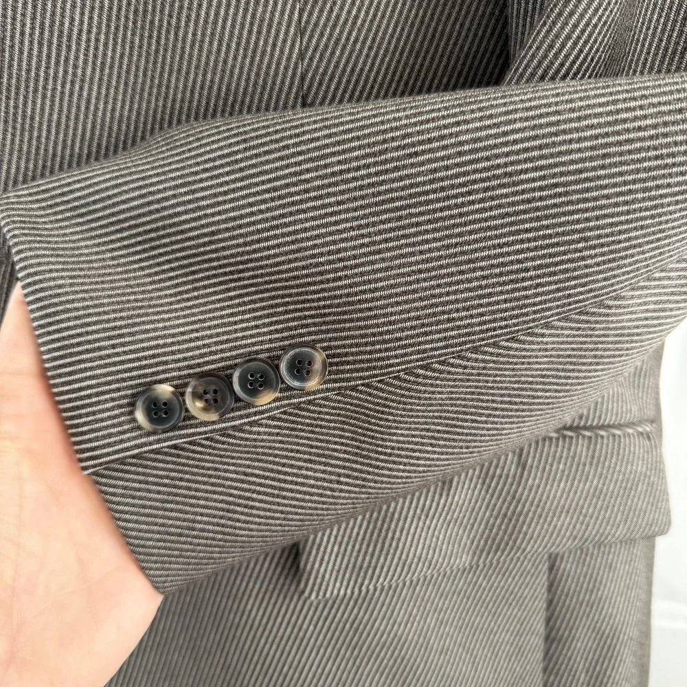 Hugo Boss Suit Jacket Mens 42R Brown Stripe Wool Notch Lapel Turkey Business